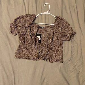 Cropped floral tie up top